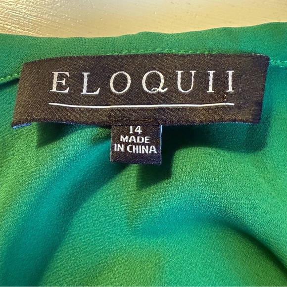 Eloquii | Vibrant Green Blouse with Flare Sleeves | Sz 14 - Picture 7 of 9